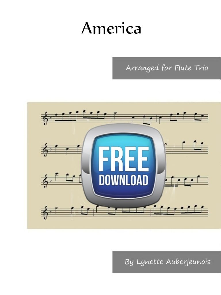 America flute trio sheet music cover with free download button