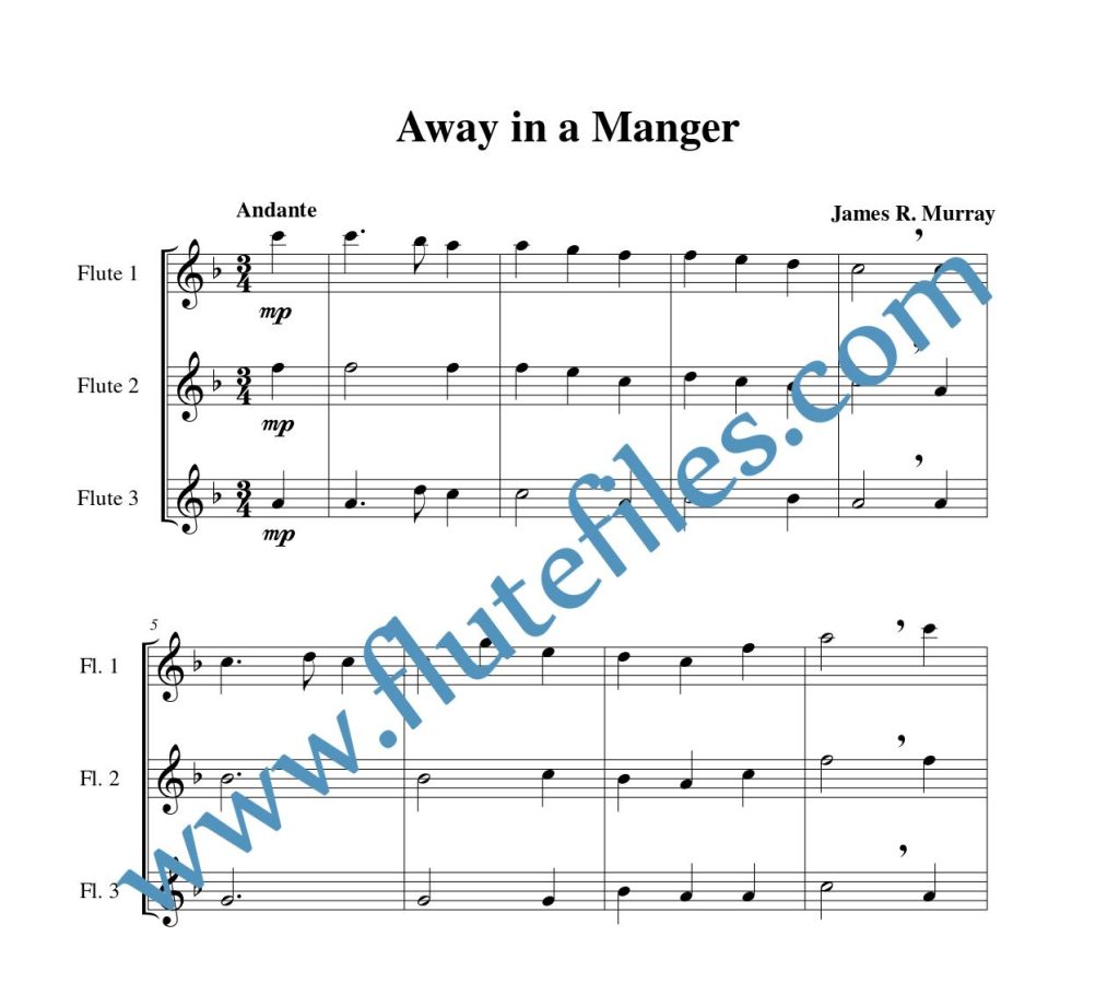 Away in a Manger flute trio sheet music