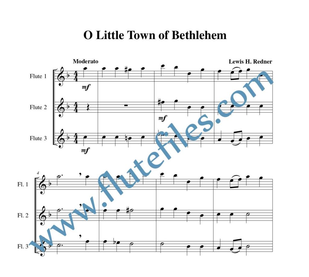 O Little Town of Bethlehem (U.S. Version) flute trio sheet music