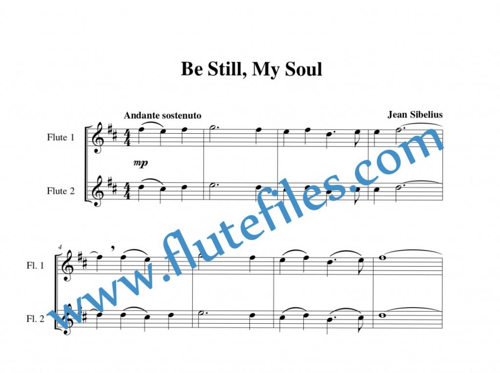 Flute part for Be Still, My Soul flute duet and piano