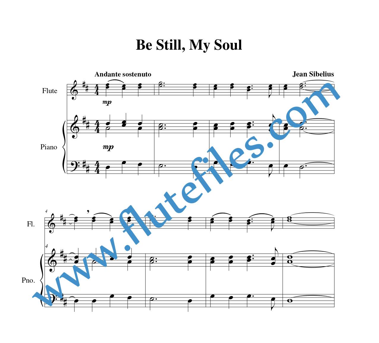 Piano accompaniment for Be Still, My Soul flute duet