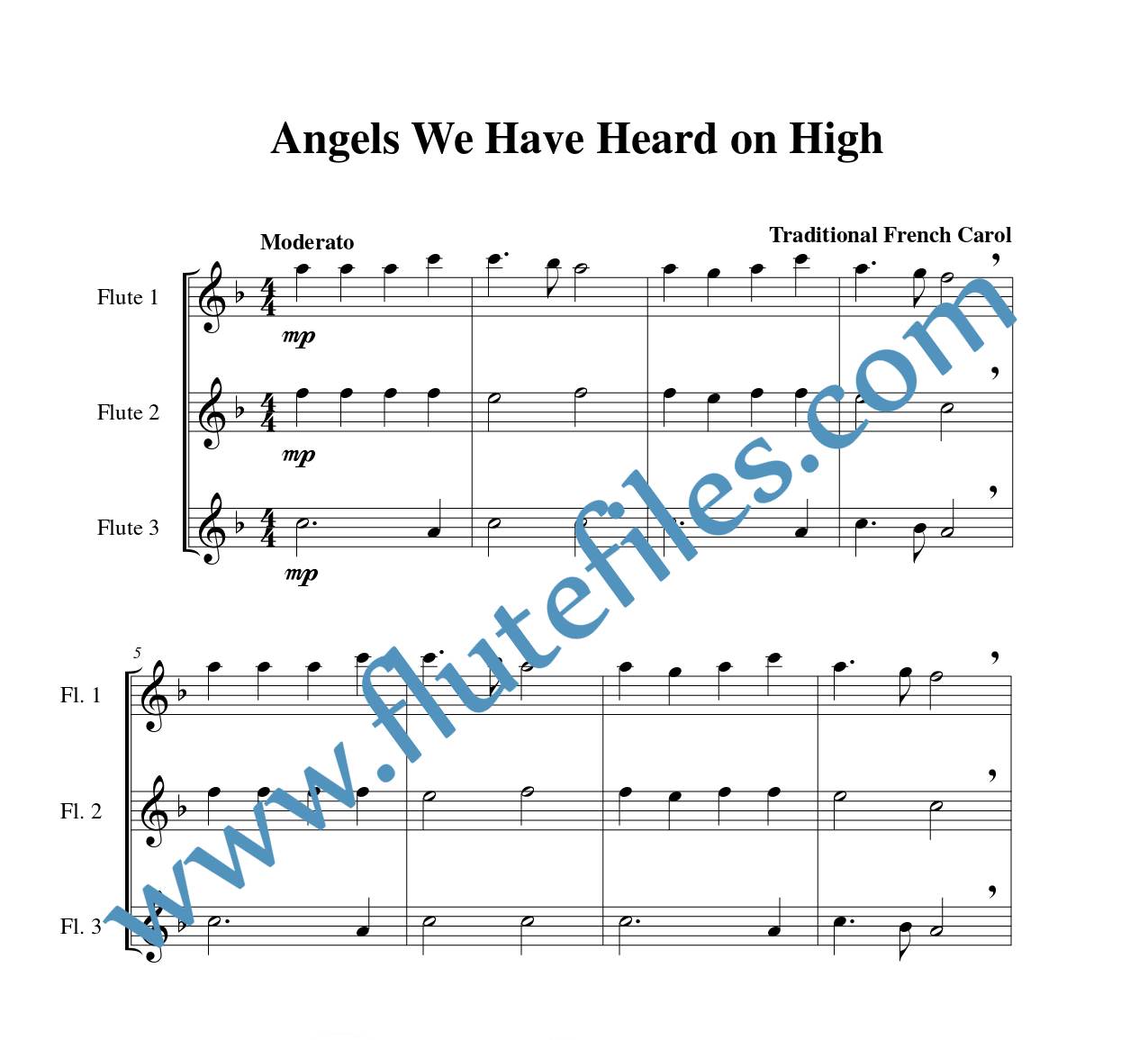 Angels We Have Heard on High flute trio sheet music