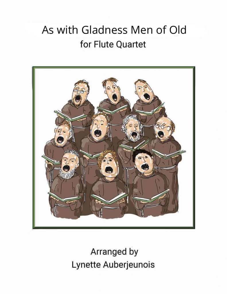 Sheet music cover for As with Gladness Men of Old flute quartet
