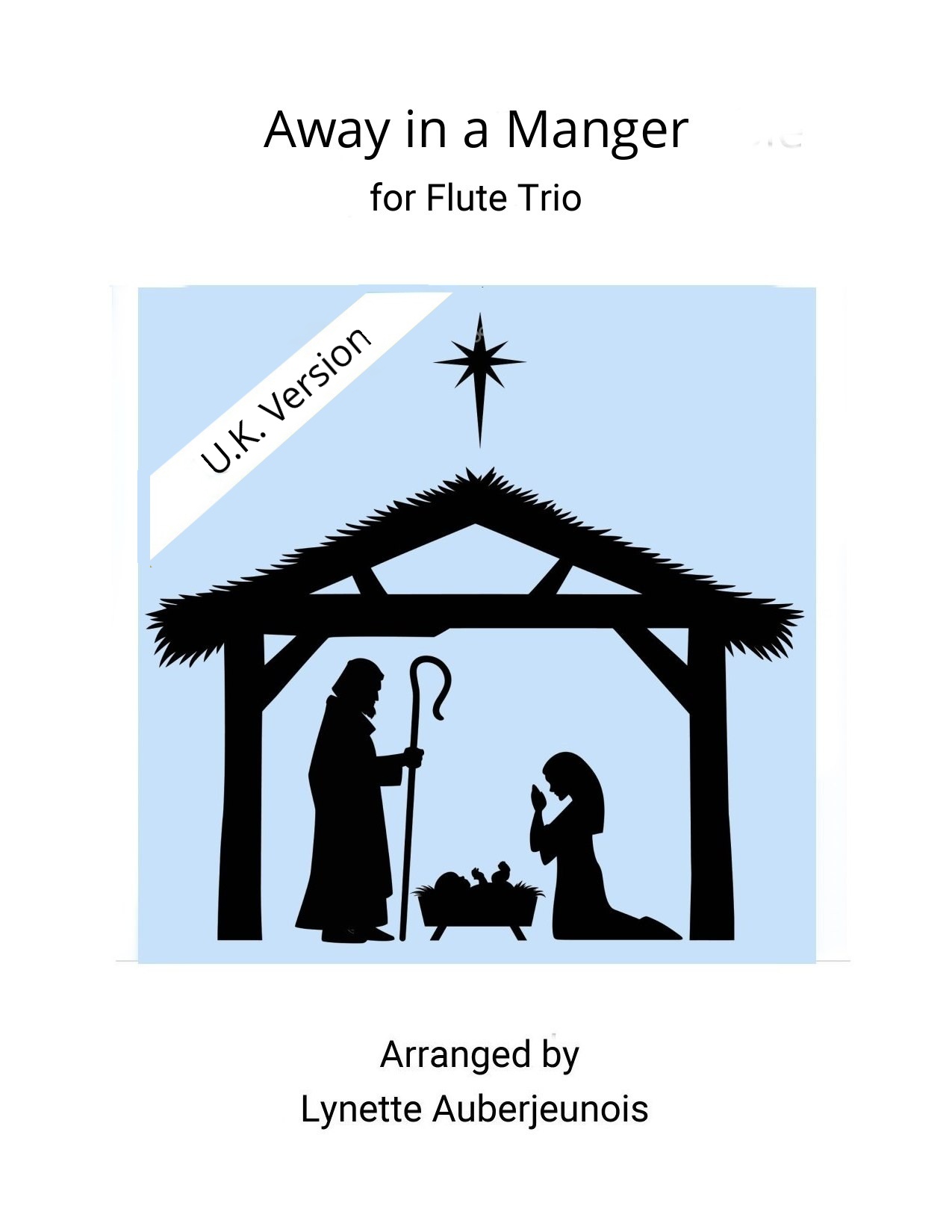 Sheet music cover for Away in a Manger (Kirkpatrick) flute trio