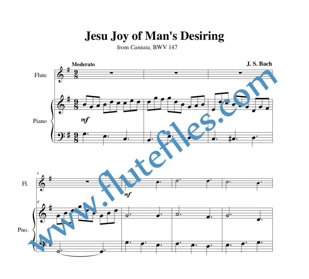 Piano accompaniment part for Jesu, Joy of Man's Desiring flute solo sheet music by Bach