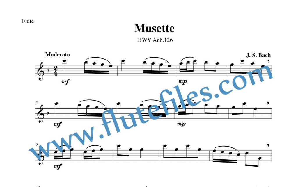 Flute part for Musette, BWV 126 flute solo sheet music by Bach