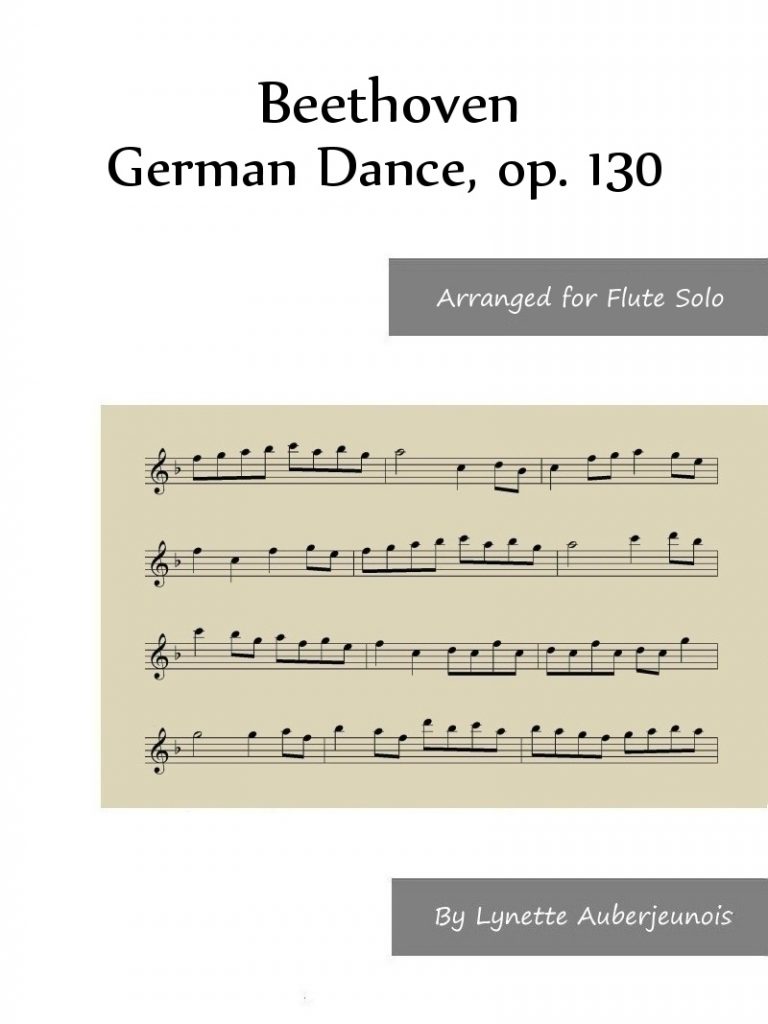 Sheet music cover for German Dance, op. 130 flute solo by Beethoven