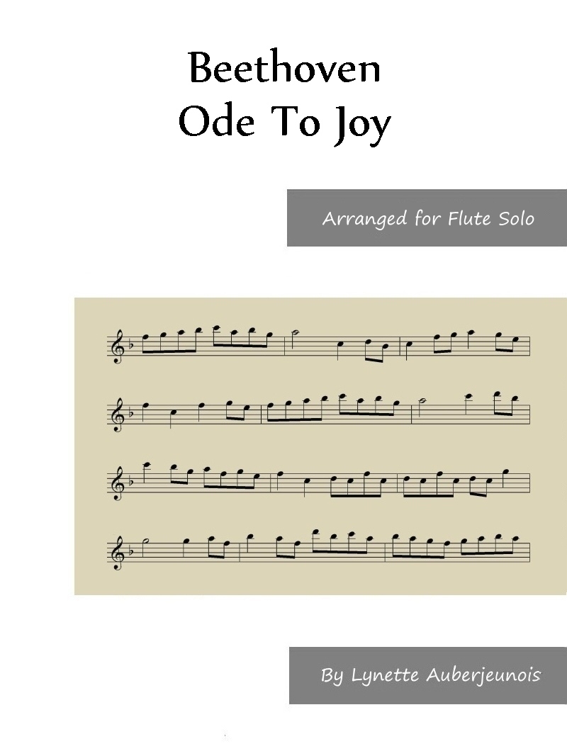 Sheet music cover for Ode To Joy flute solo by Beethoven