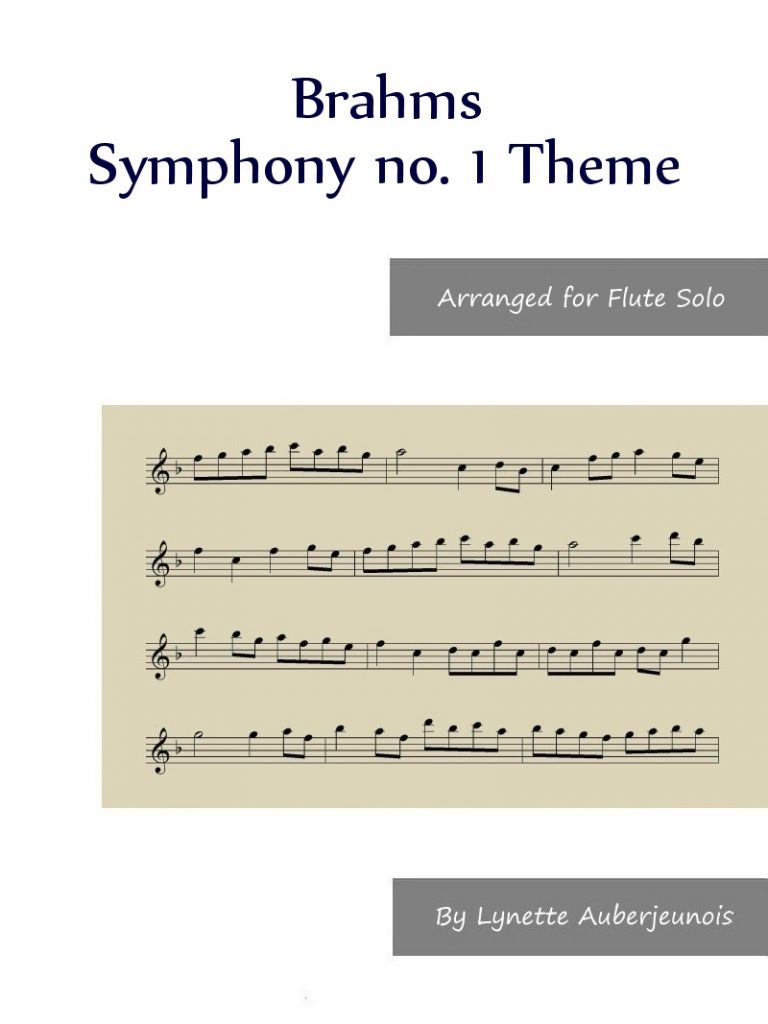 Sheet music cover for Symphony no. 1 Theme flute solo by Brahms