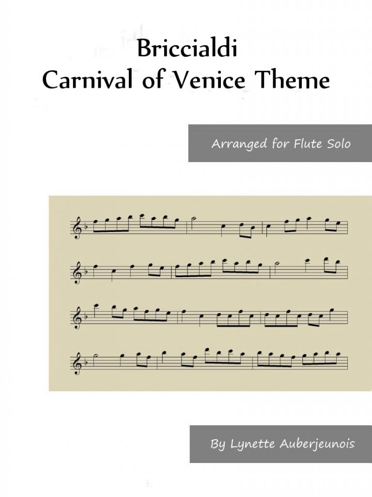 Sheet music cover for Carnival of Venice Theme flute solo by Briccialdi