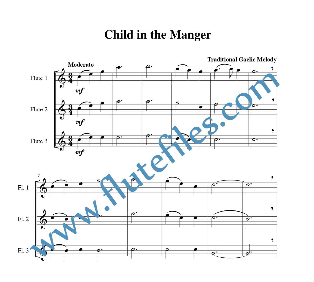 Child in the Manger flute trio sheet music