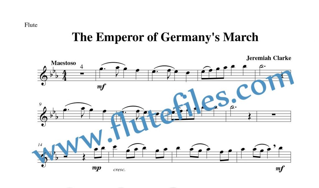 Flute part for Emperor of Germanys March flute solo sheet music by Clarke