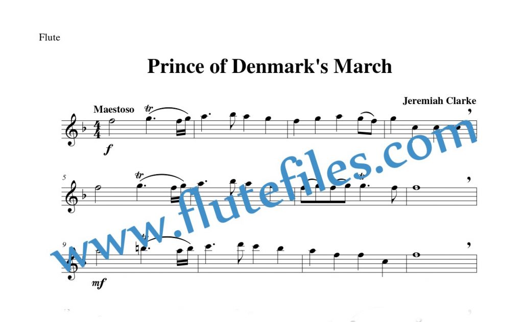 Flute part for Prince of Denmark’s March flute solo sheet music by Clarke