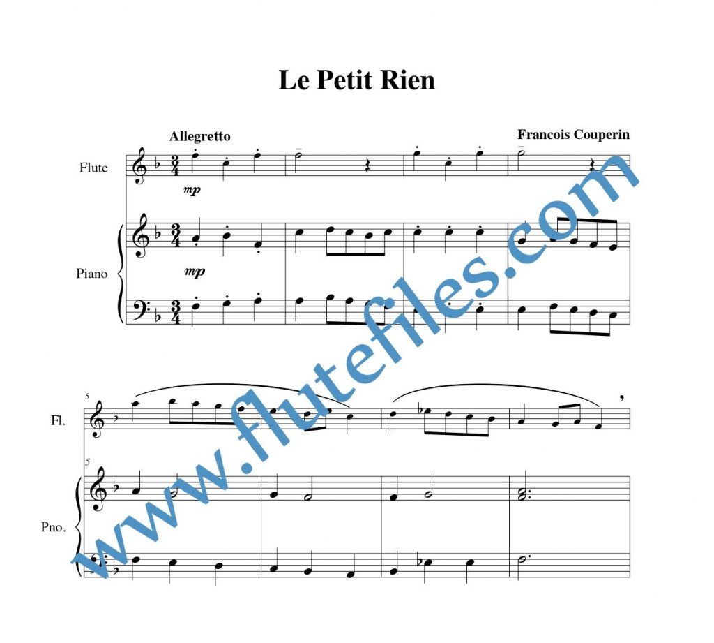 Piano accompaniment part for Le Petit Rien flute solo sheet music by Couperin