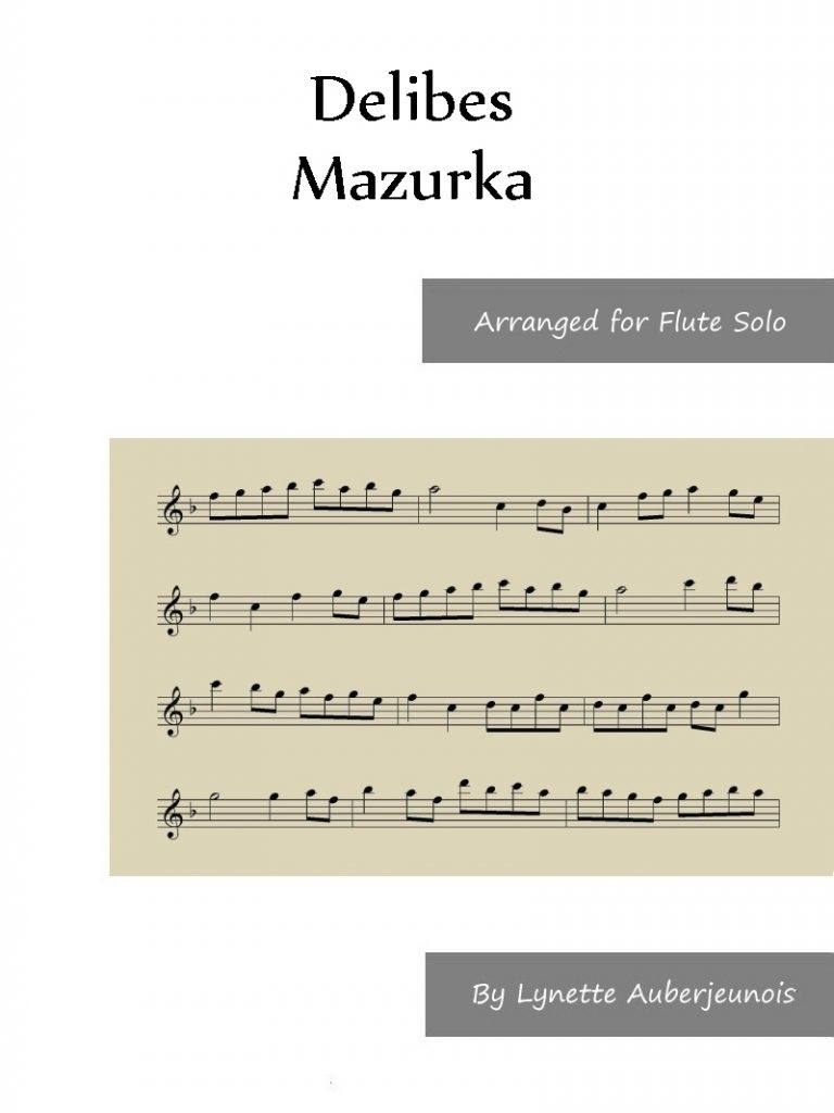 Sheet music cover for Mazurka flute solo by Delibes