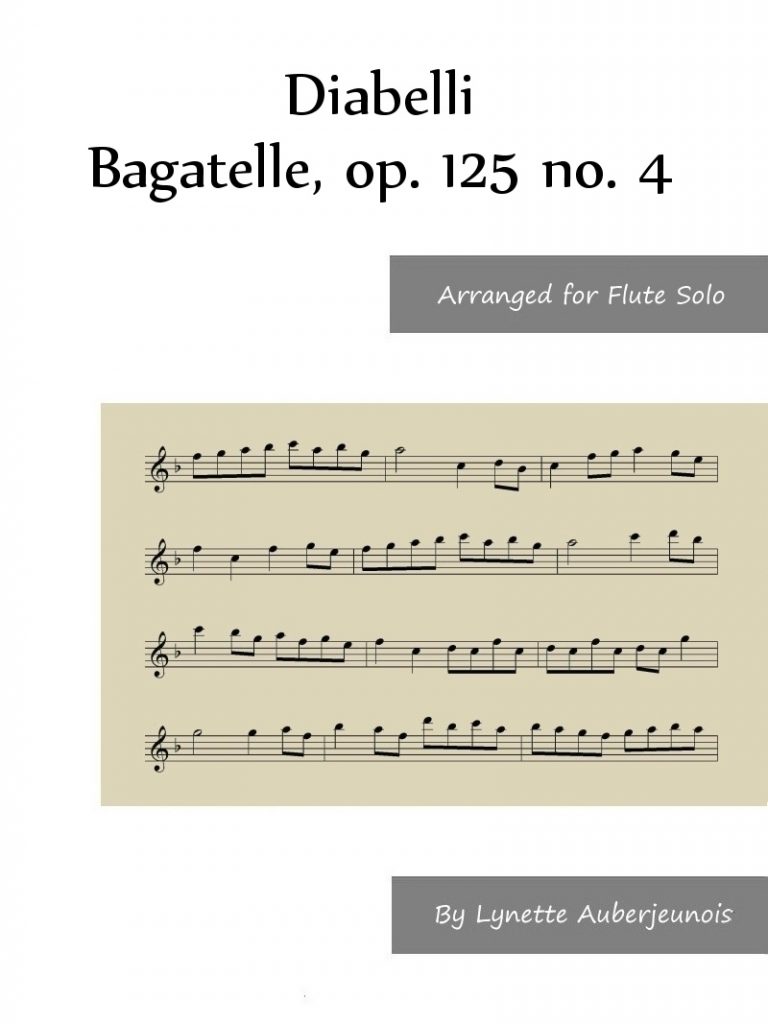 Sheet music cover for Bagatelle, op. 125 no. 4 flute solo by Diabelli