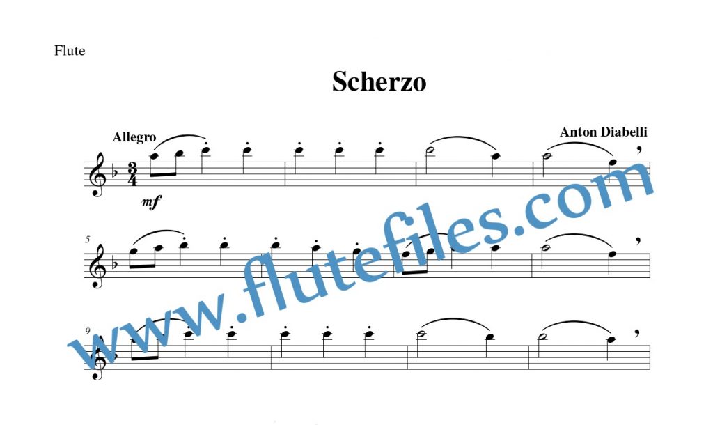 Flute part for Scherzo flute solo sheet music by Diabelli