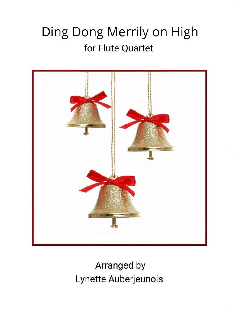 Sheet music cover for Ding Dong Merrily on High flute quartet