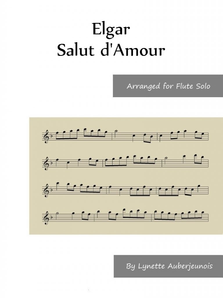 Sheet music cover for Salut damour flute solo by Elgar