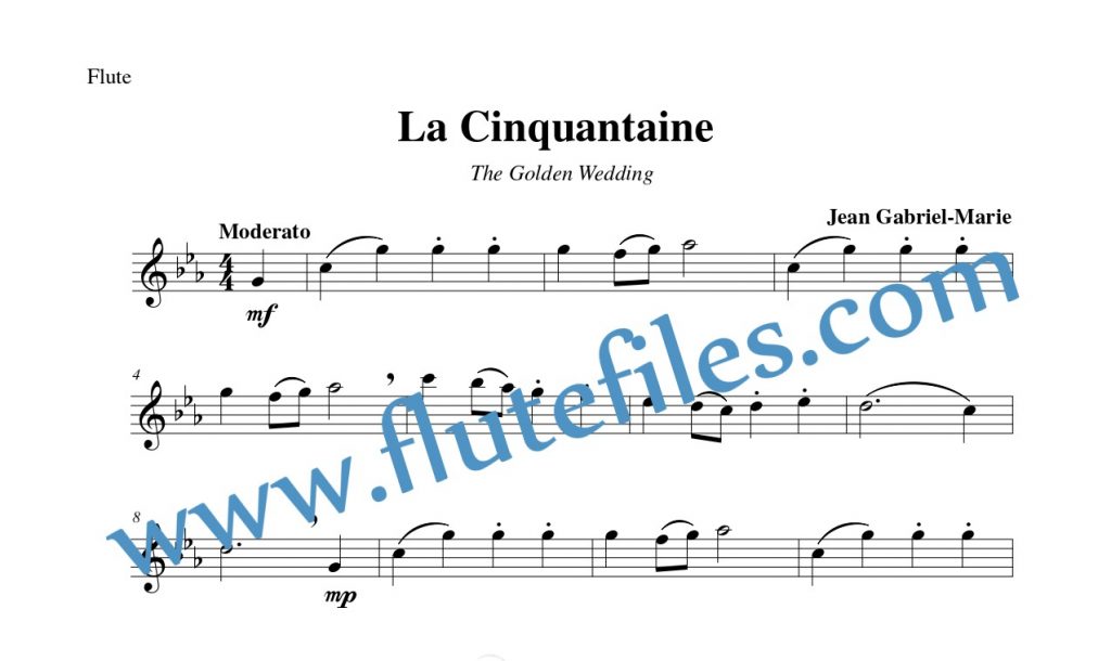 Flute part for La Cinquantaine flute solo sheet music by Gabriel-Marie