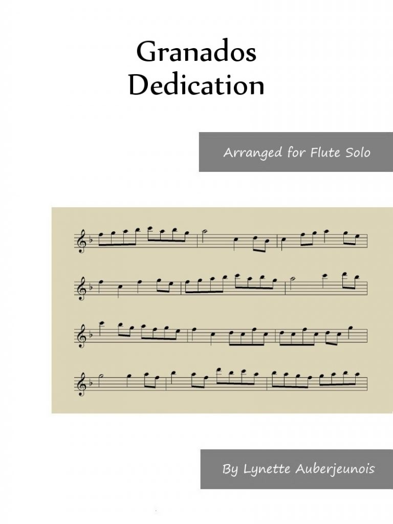 Sheet music cover for Dedication flute solo by Granados