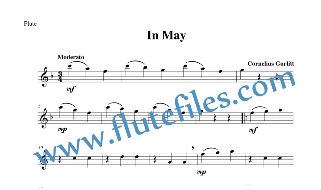 Flute part for In May flute solo sheet music by Gurlitt
