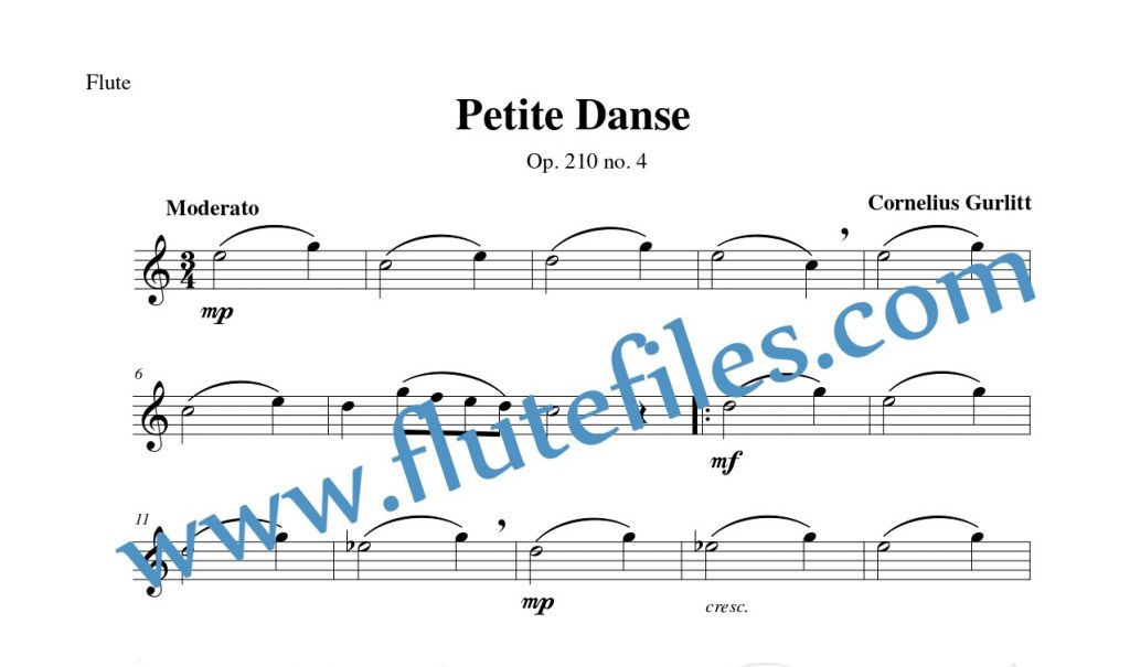 Flute part for Petite Danse flute solo sheet music by Gurlitt