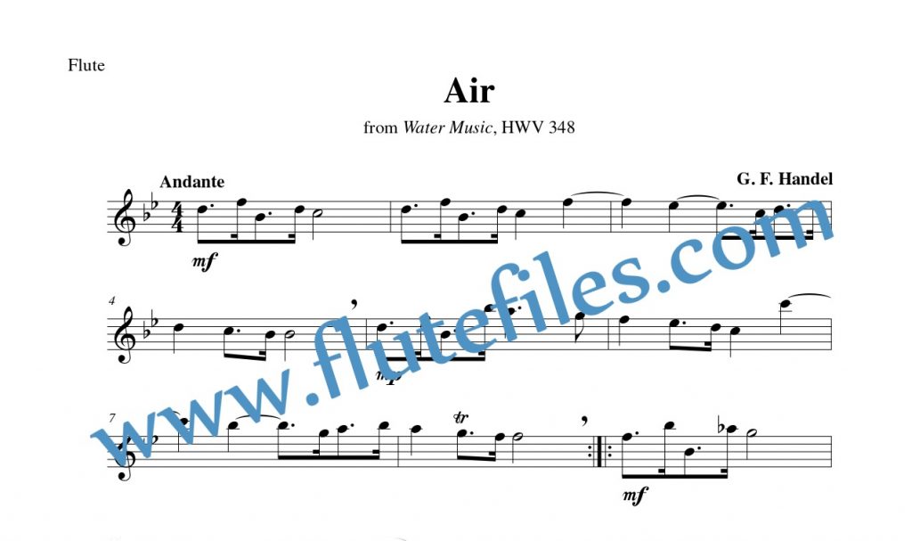 Flute part for Air, HWV 348 flute solo sheet music by Handel