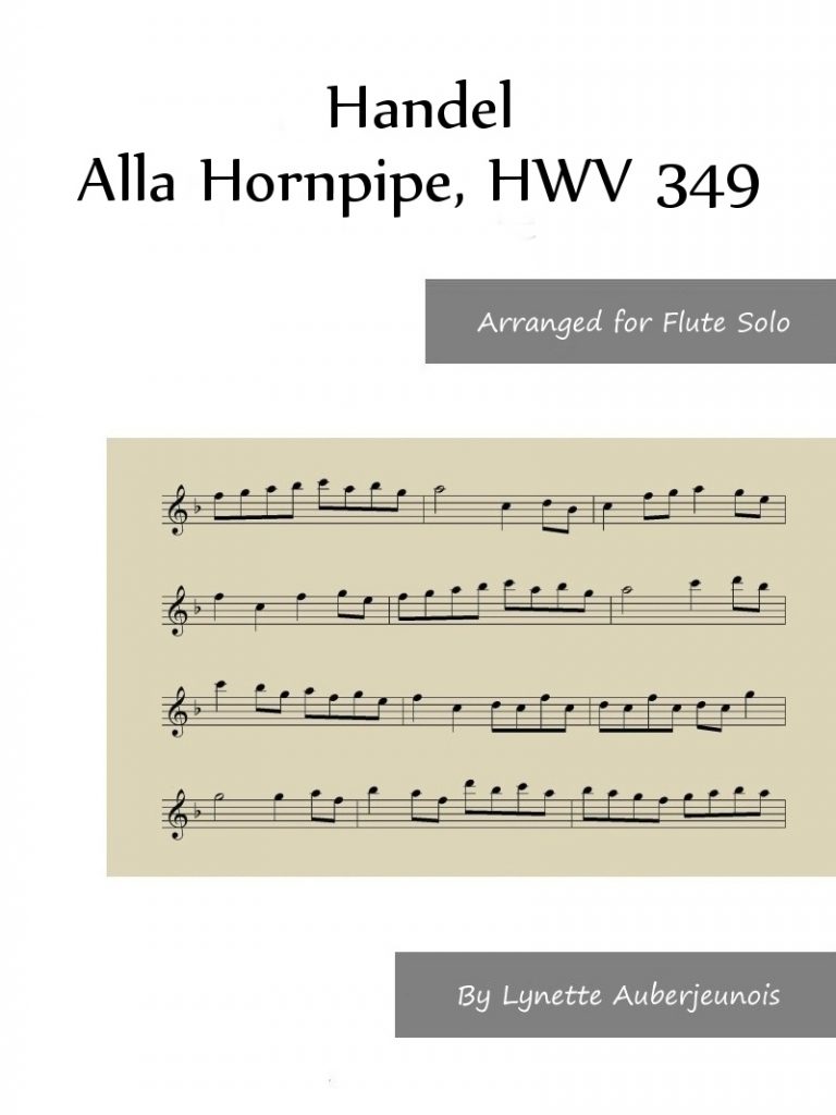 Sheet music cover for Alla Hornpipe, HWV 349 flute solo by Handel