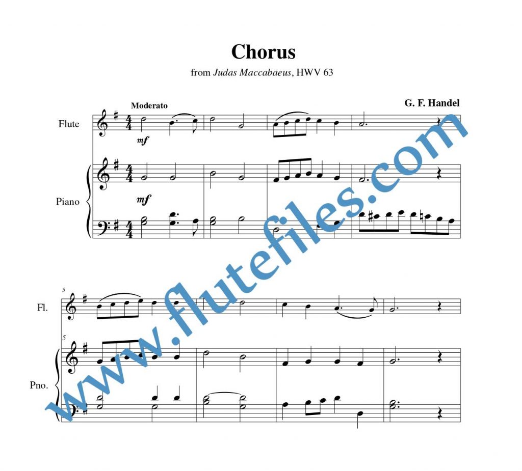 Piano accompaniment part for Chorus, HWV 63 flute solo sheet music by Handel