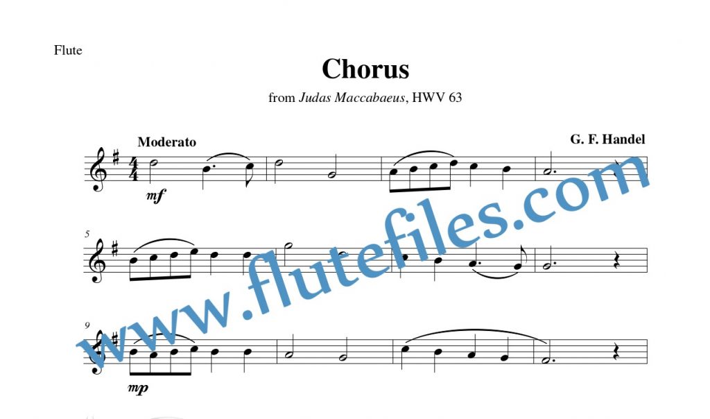 Flute part for Chorus, HWV 63 flute solo sheet music by Handel