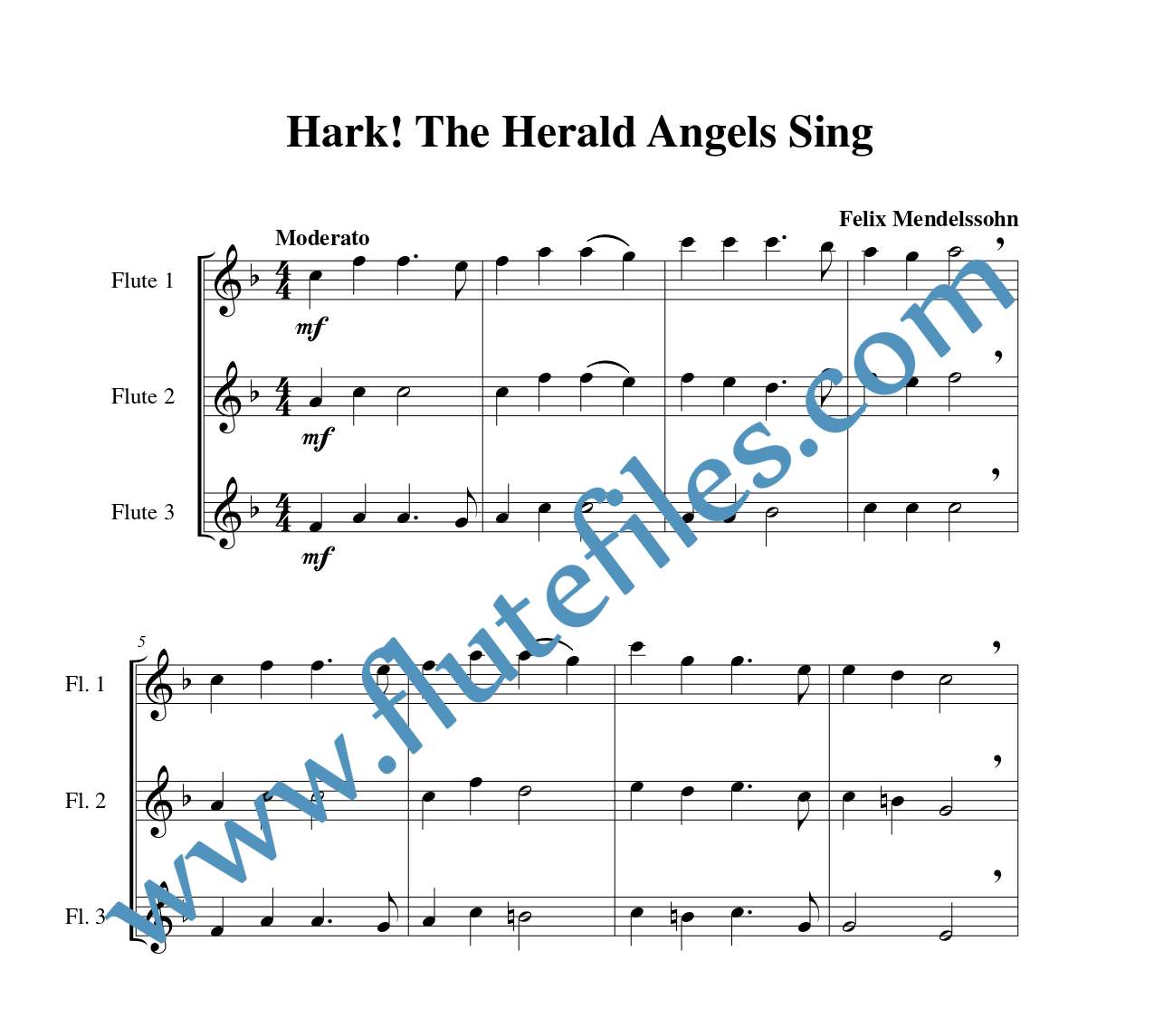 Hark! The Herald Angels Sing flute trio sheet music