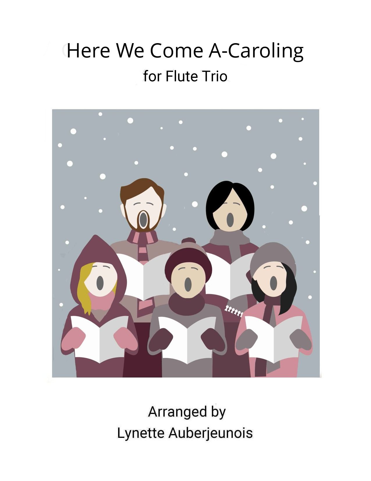 Sheet music cover for Here We Come A-Caroling flute trio