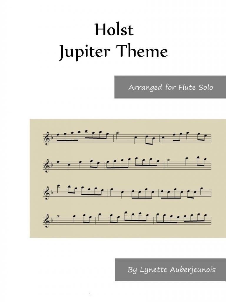 Sheet music cover for Jupiter Theme flute solo by Holst