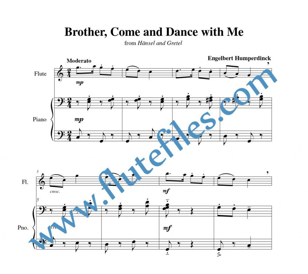 Piano accompaniment part for Brother, Come and Dance with Me flute solo sheet music by Humperdinck