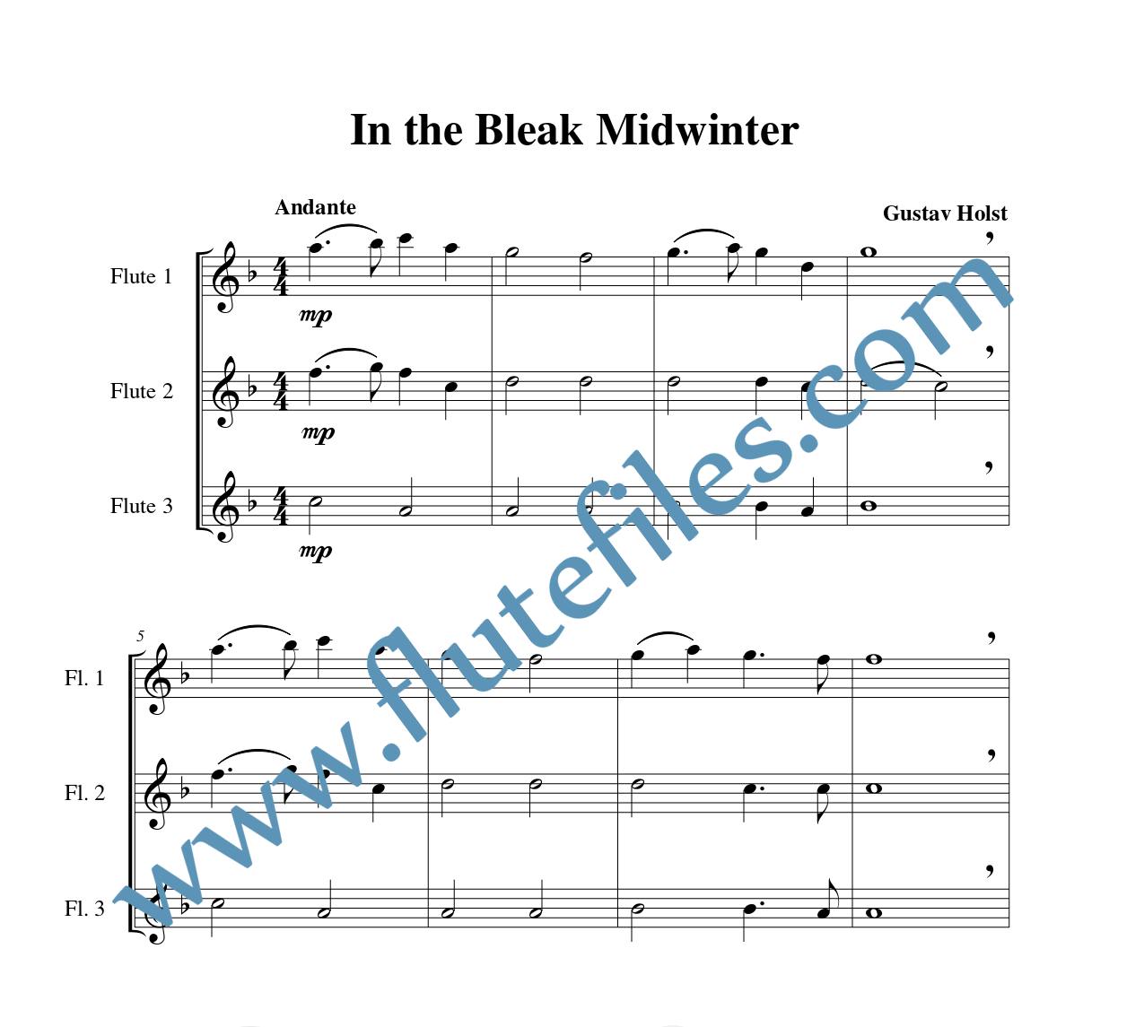 In the Bleak Midwinter flute trio sheet music