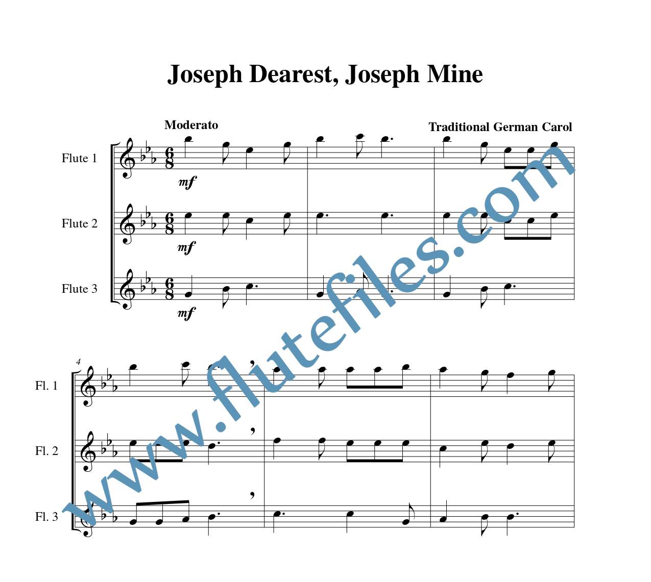 Joseph Dearest, Joseph Mine flute trio sheet music