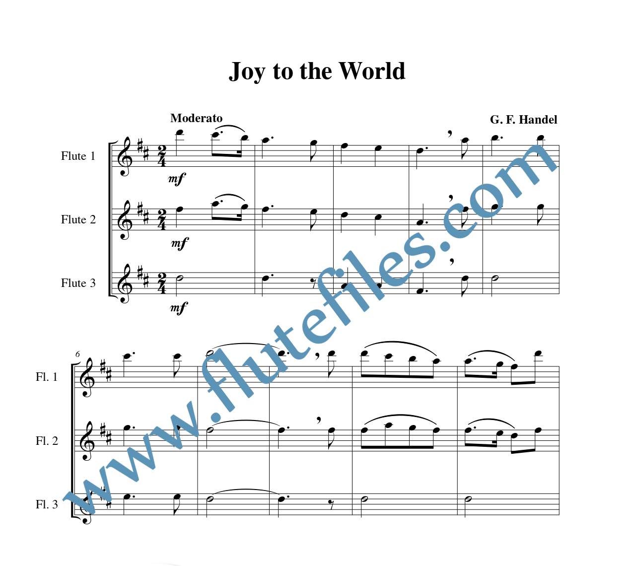 Joy to the World flute trio sheet music