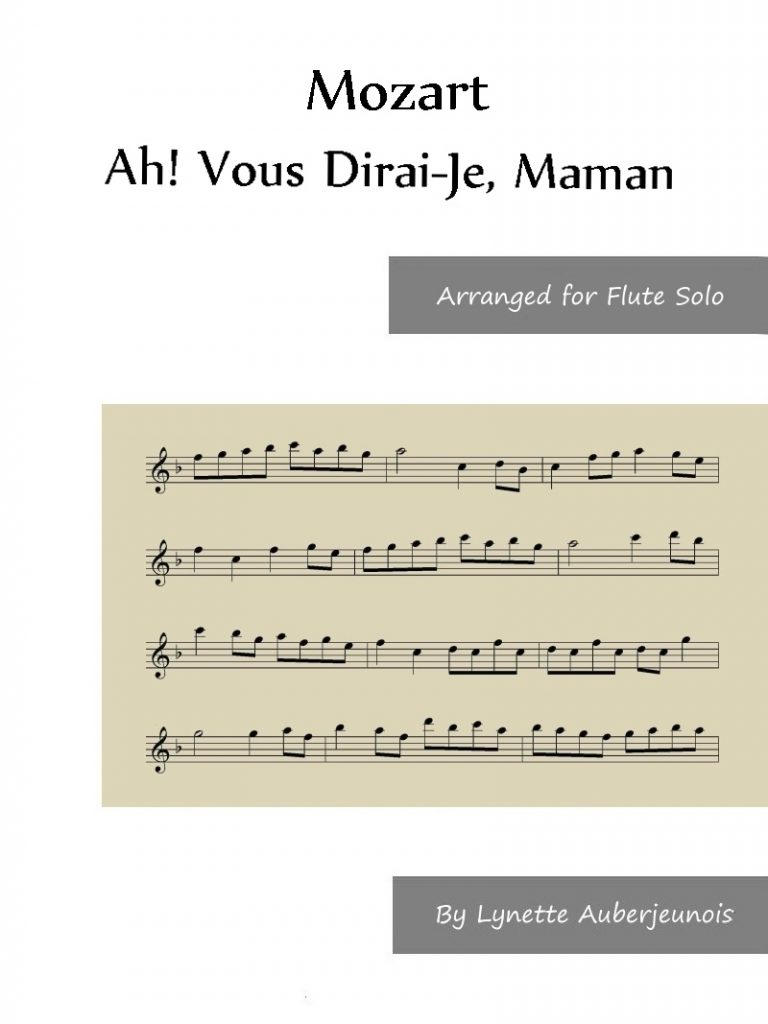 Sheet music cover for Ah! Vous Dirai-Je, Maman flute solo by Mozart