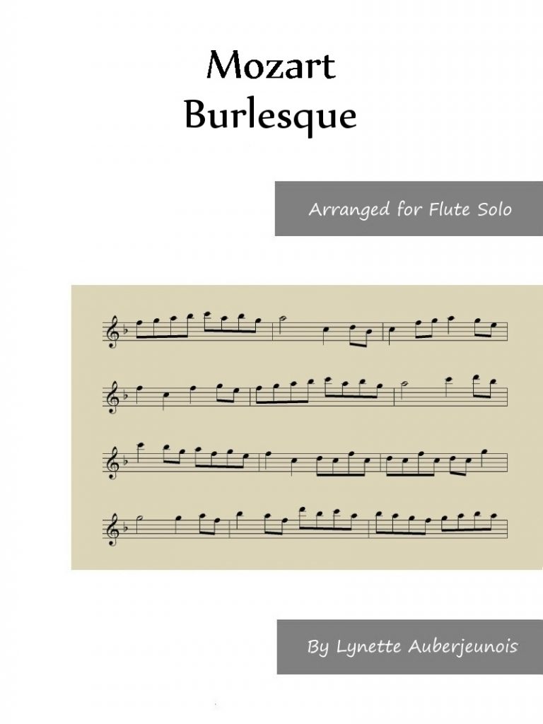 Sheet music cover for Burlesque flute solo by Leopold Mozart