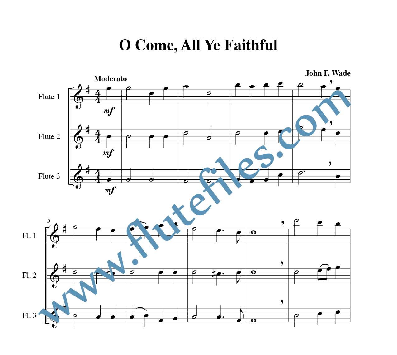 O Come, All Ye Faithful flute trio sheet music