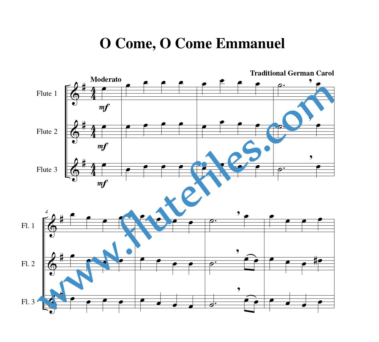O Come, O Come Emmanuel flute trio sheet music