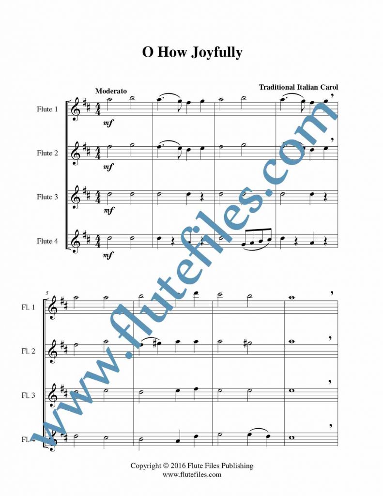 O How Joyfully Flute Quartet Flute Files Publishing
