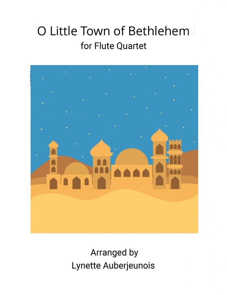 Sheet music cover for O Little Town of Bethlehem flute quartet