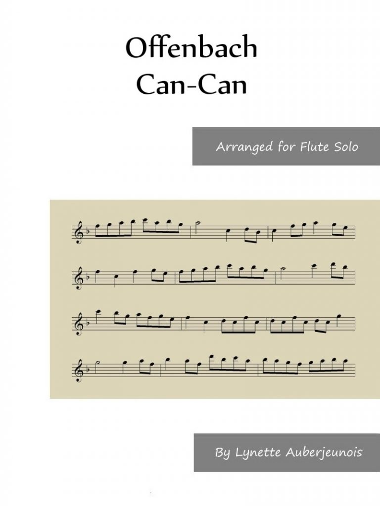 Sheet music cover for Can-Can flute solo by Offenbach
