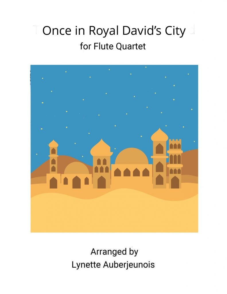 Sheet music cover for Once in Royal David’s City flute quartet