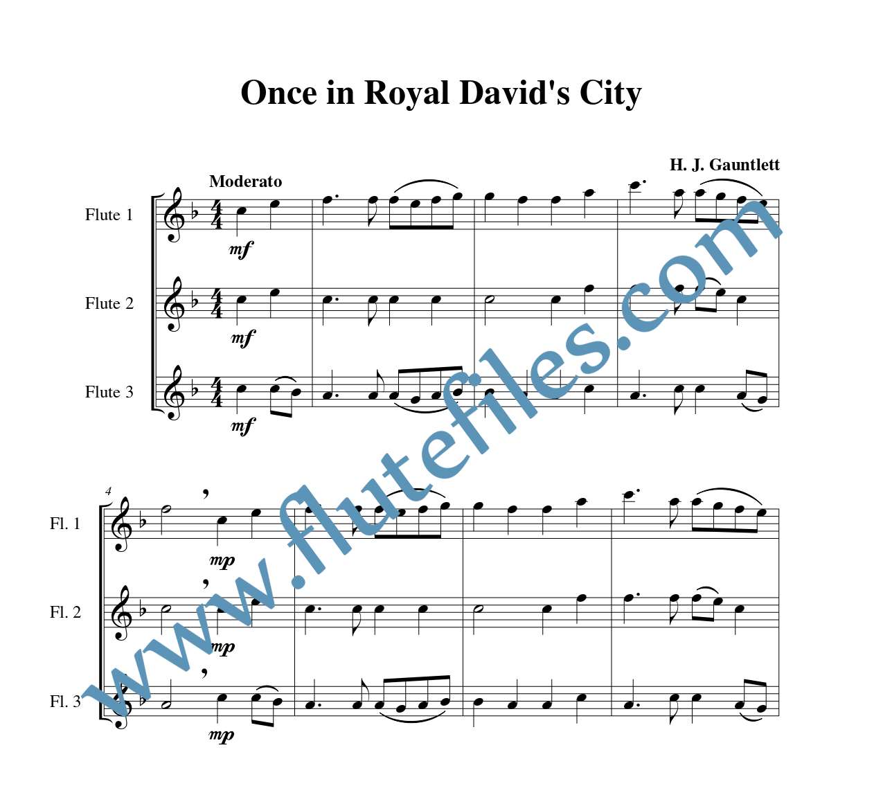 Once in Royal David's City flute trio sheet music