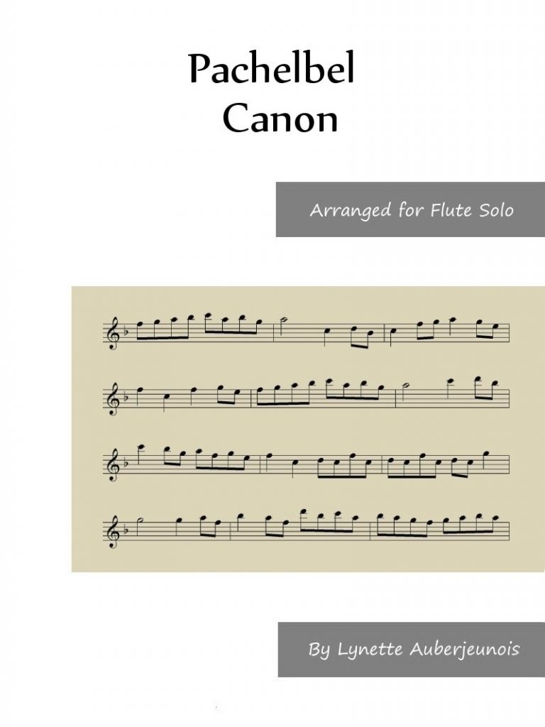 Sheet music cover for Canon flute solo by Pachelbel