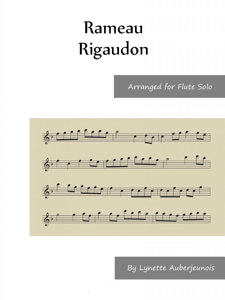 Sheet music cover for Rigaudon flute solo by Rameau