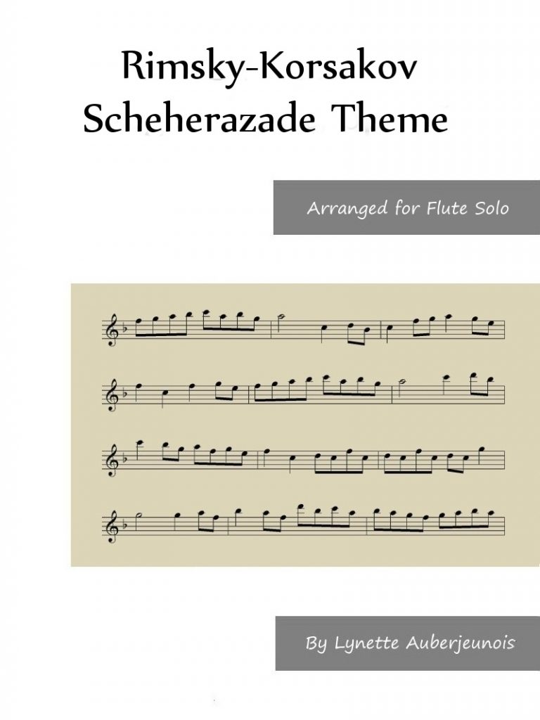 Sheet music cover for Scheherazade Theme flute solo by Rimsky-Korsakov